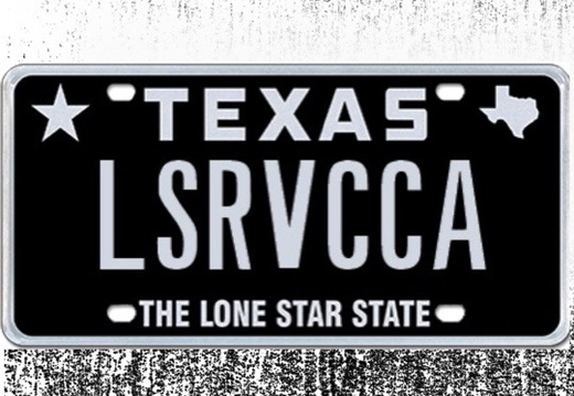 LSRVCCA License on Black to White Gradient Background